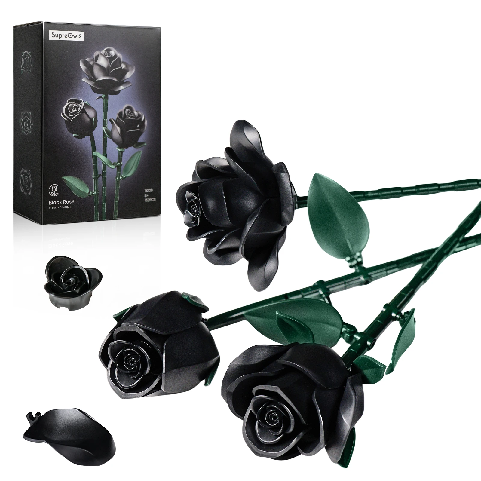 SupreOwls Rosen-Blumen-Bouquet-Bauset, botanisches, dunkles, gotisches Dekor, Heimdekoration, Füllmaterial für Körbe, Spielzeug für Erwachsene, Geburtstagsgeschenke für Mütter – Detail 6