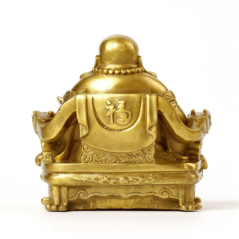 Golden Laughing Buddha Statue Chinese Feng Shui Lucky Money Maitreya Buddha Sculpture Figurines Home Garden Decoration Statues - Image 2