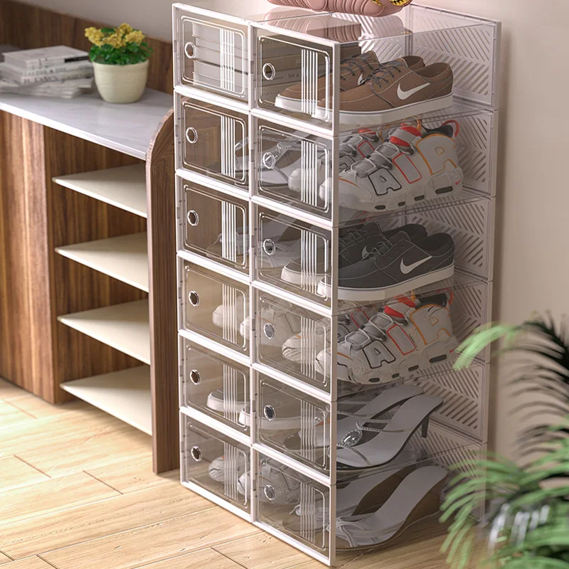 

12Pcs Transparent Shoe Box Storage Dustproof Shoes Sundries Storage Multiple Can Be Superimposed Shoe Cabinet Collection Display