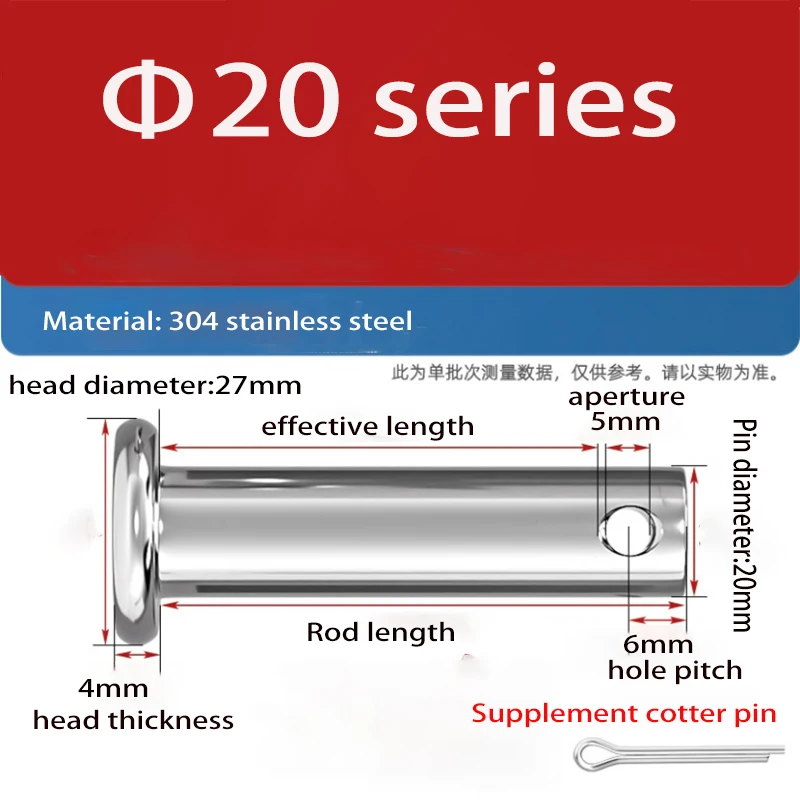 M10- M20 mit Lochstift, Schaft, Splint-Set, flacher Kopf, zylindrischer Stift, Steckerstift, Positionierungsstift, GB882, Edelstahl 304 – Detail 10
