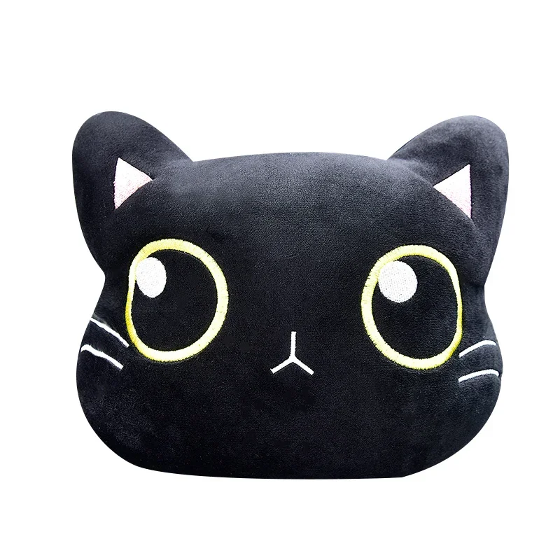 Cute Cat Car Neck Pillow Cartoon Cat Head Car Headrest Travel  Cushion  Cat Seatbelt Shoulder Pads Covers Rearview Mirror Cover