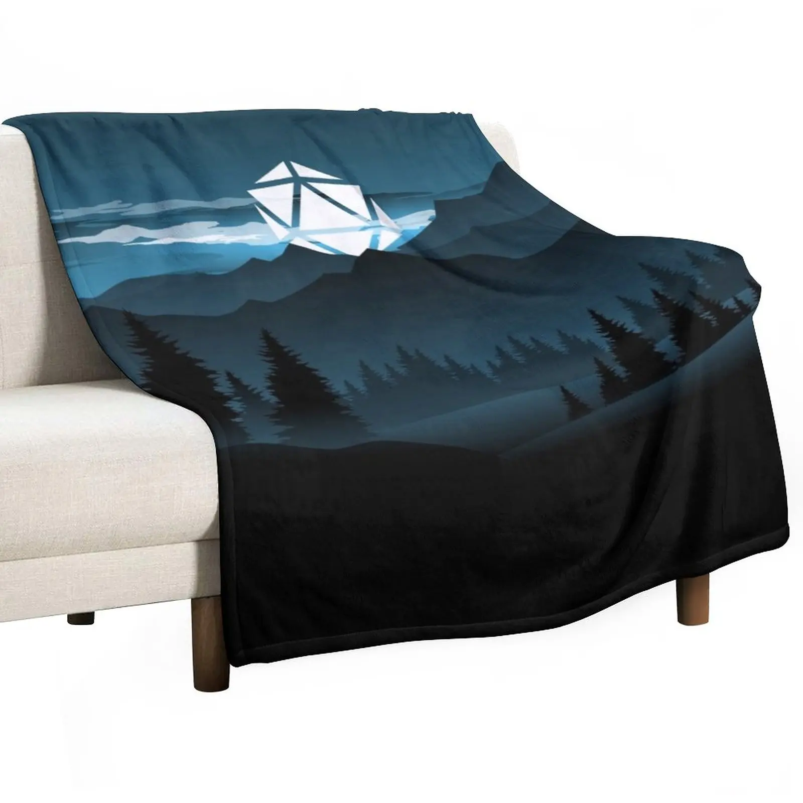 

Mountain Full Moon D20 Dice Tabletop RPG Maps and Landscapes Throw Blanket Decoratives Soft bed plaid Blankets
