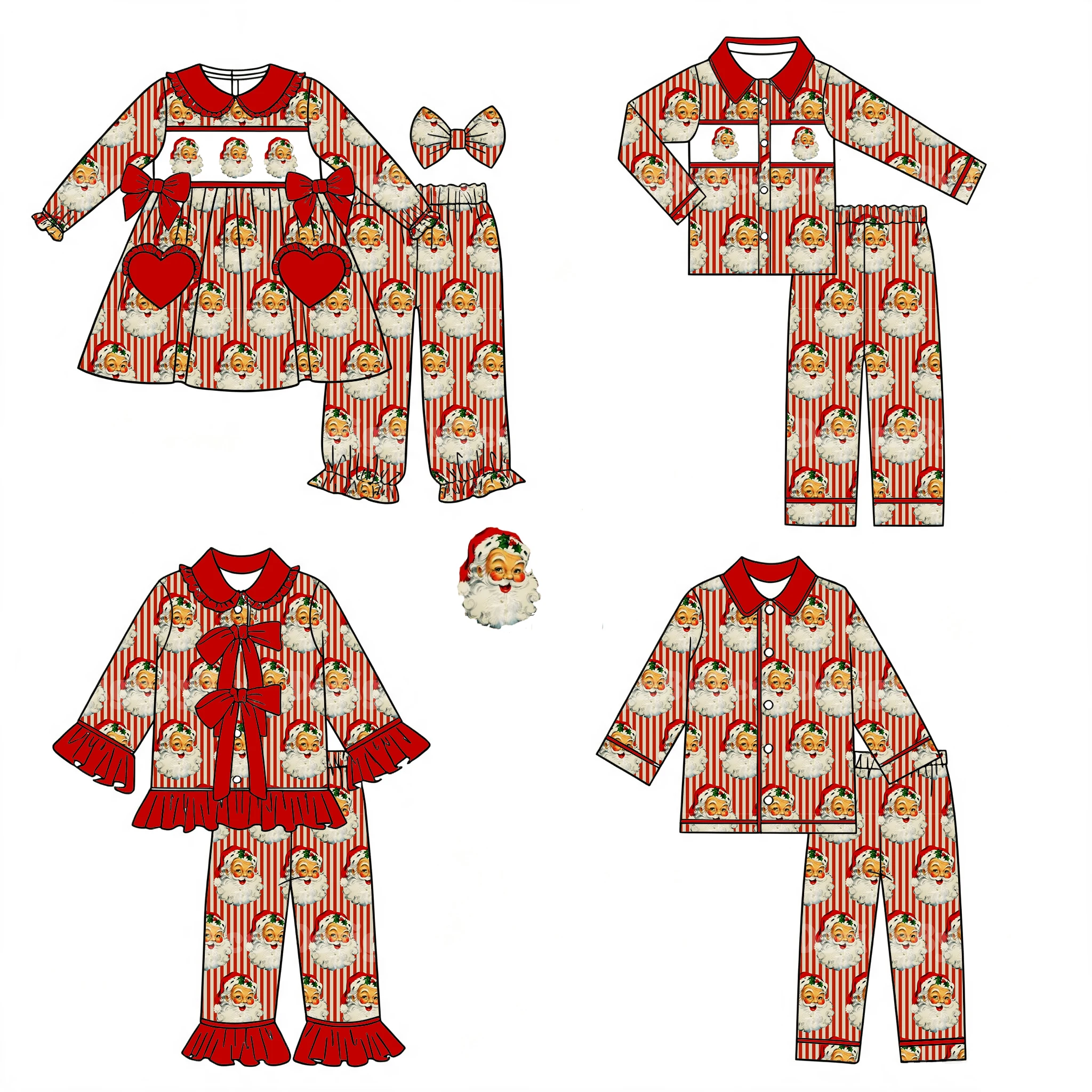 Wholesale Christmas Family Matching Long Sleeve Kids & Adult Casual Set Comfortable Sleepwear New Outfit for Holiday