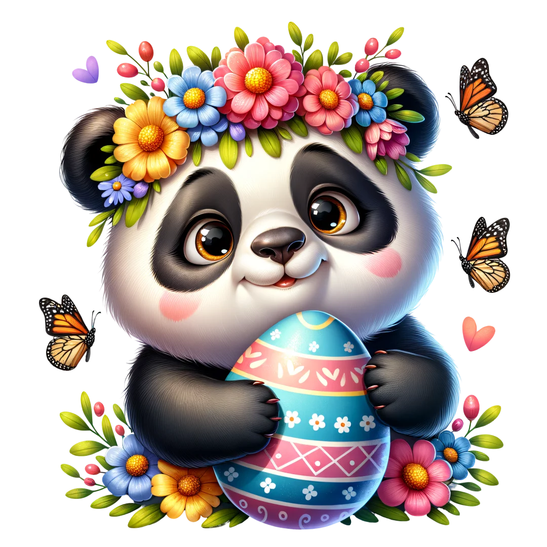 Easter Wreath Panda Silicone Baking Mold Holding Easter Egg Shaped Chocolate Fondant Cake Decoration Mold