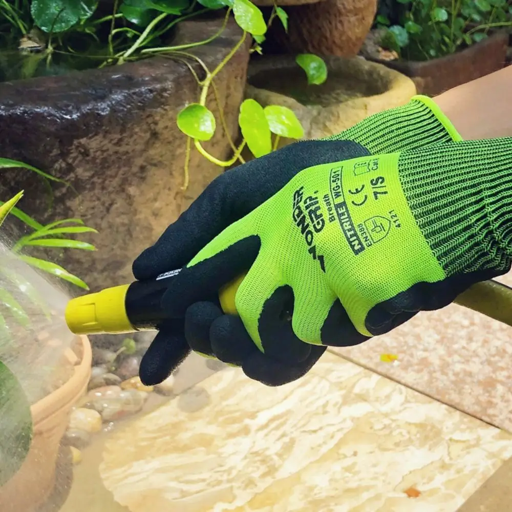 

Safety Wonder Grip Construction Gloves Thicken Anti Slip Rose Pruning Gloves Micro-Foam Nitrile Palm Coating Easy