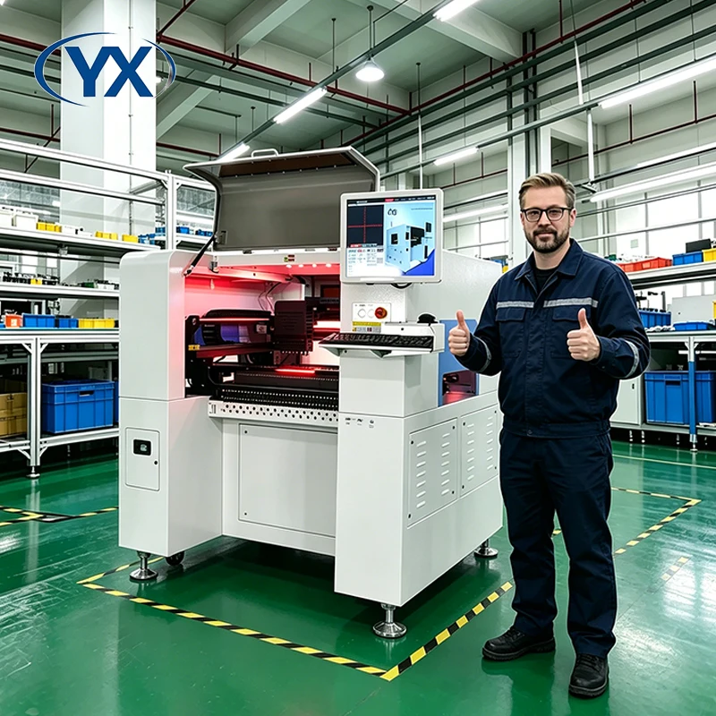 Hot Selling SMT PCB Production Line LED Assembly Machine SMT880 Three-stage Track 80Feeders 10Cameras