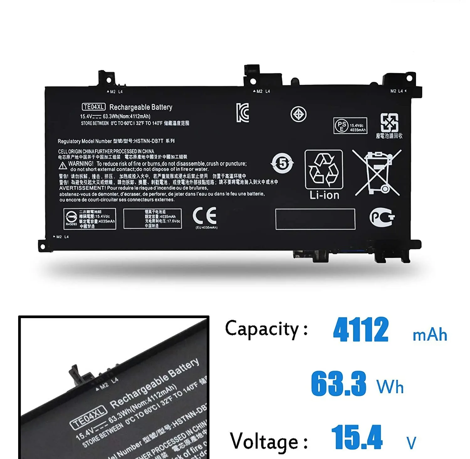 15.4V TE04XL แบตเตอรี่แล็ปท็อปสำหรับ HP OMEN 15-AX200 15- AX218TX 15-AX210TX 15-AX235NF 15-AX202N 15-BC200 HSTNN-DB7T 905277-855