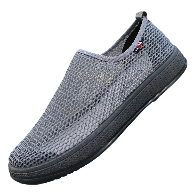 Tênis de verão com superfície de malha para homens, sapatos de tecido beijing, super respirável, casual, dirigindo