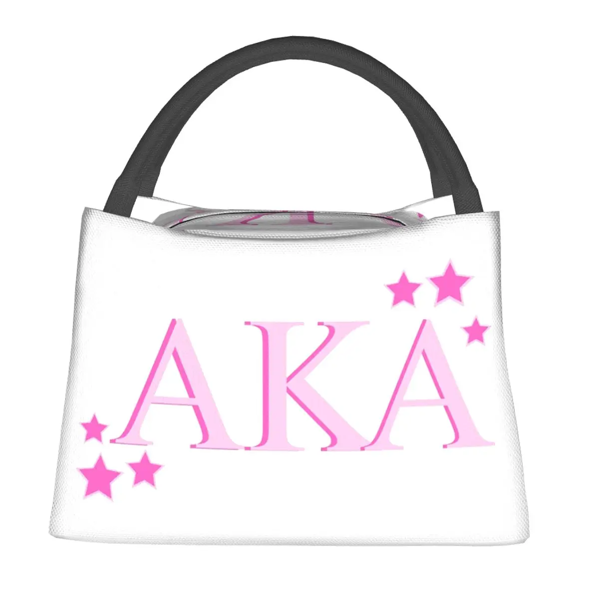 Pink Alpha Kappa Alpha With Stars Lunch Bags Insulated Bento Box Lunch Tote Picnic Bags Cooler Thermal Bag for Woman Kids Work