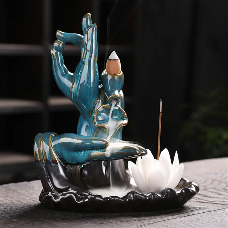 2in1 Backflow Incense Stick Holder Waterfall Ceramic Censer With  Cones