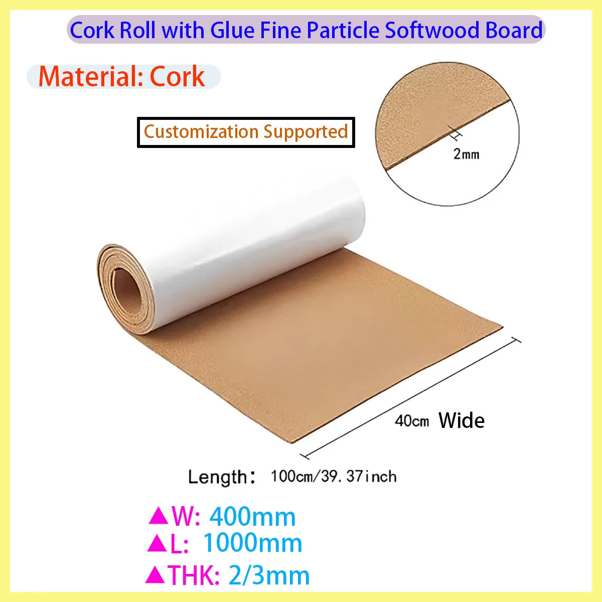 

Used for Decorating Party and DIY Crafts with Coaster Walls, Brown 200mm Wide 1 Roll 6-meter-thick Cork Insulation Roll
