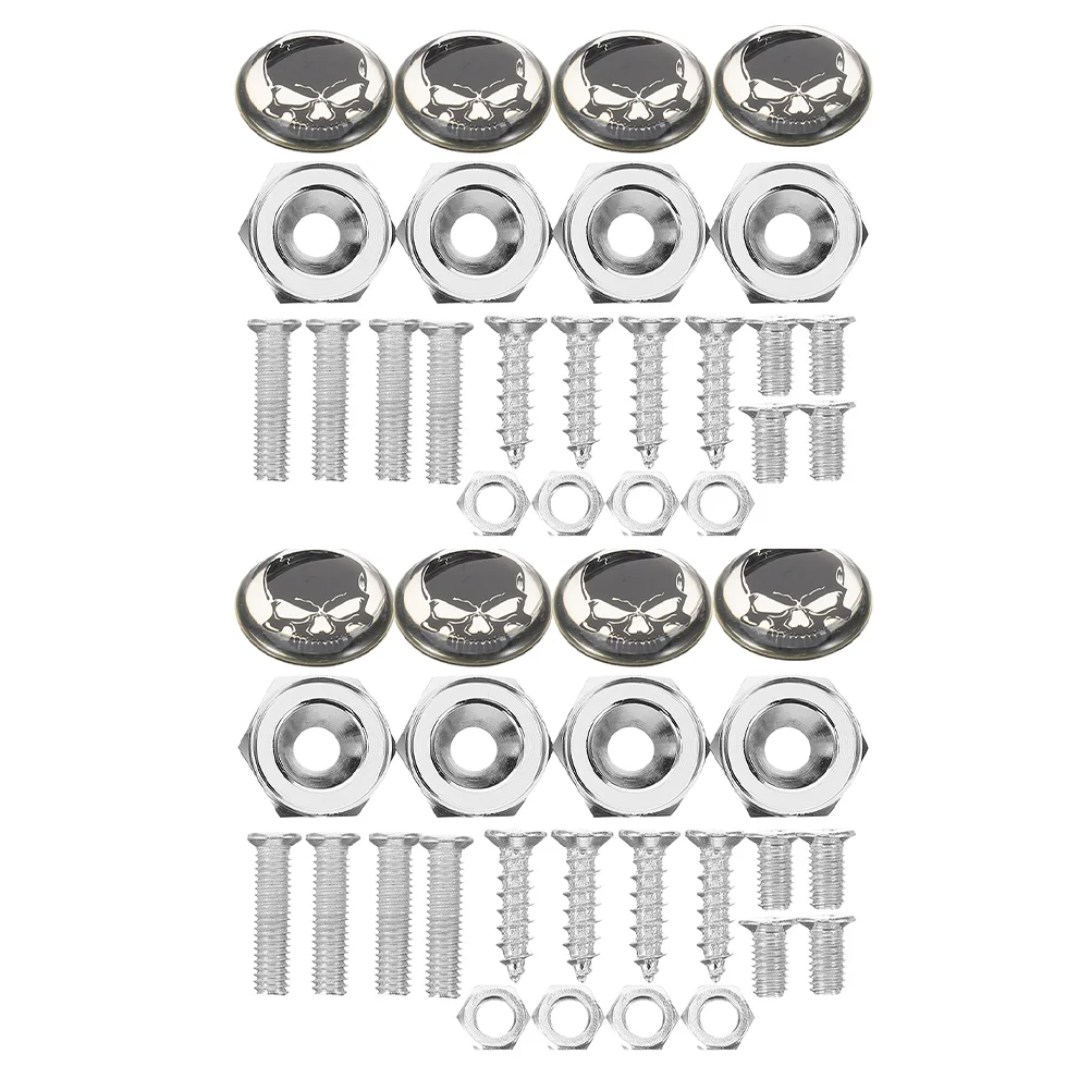 8pcs Stainless Steel Skull License Plate Screws Decorative And Durable Anti-Theft Fasteners For Car Plates Universal Fit