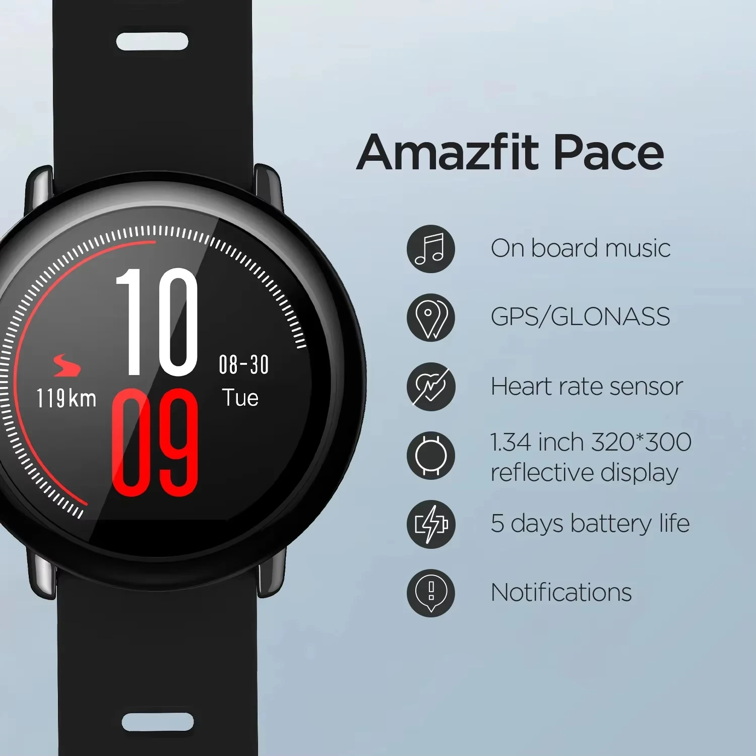 Global Amazfit PACE Sport Watch for Men Bluetooth 4.0 Built-in GPS Refurbished watch 95New