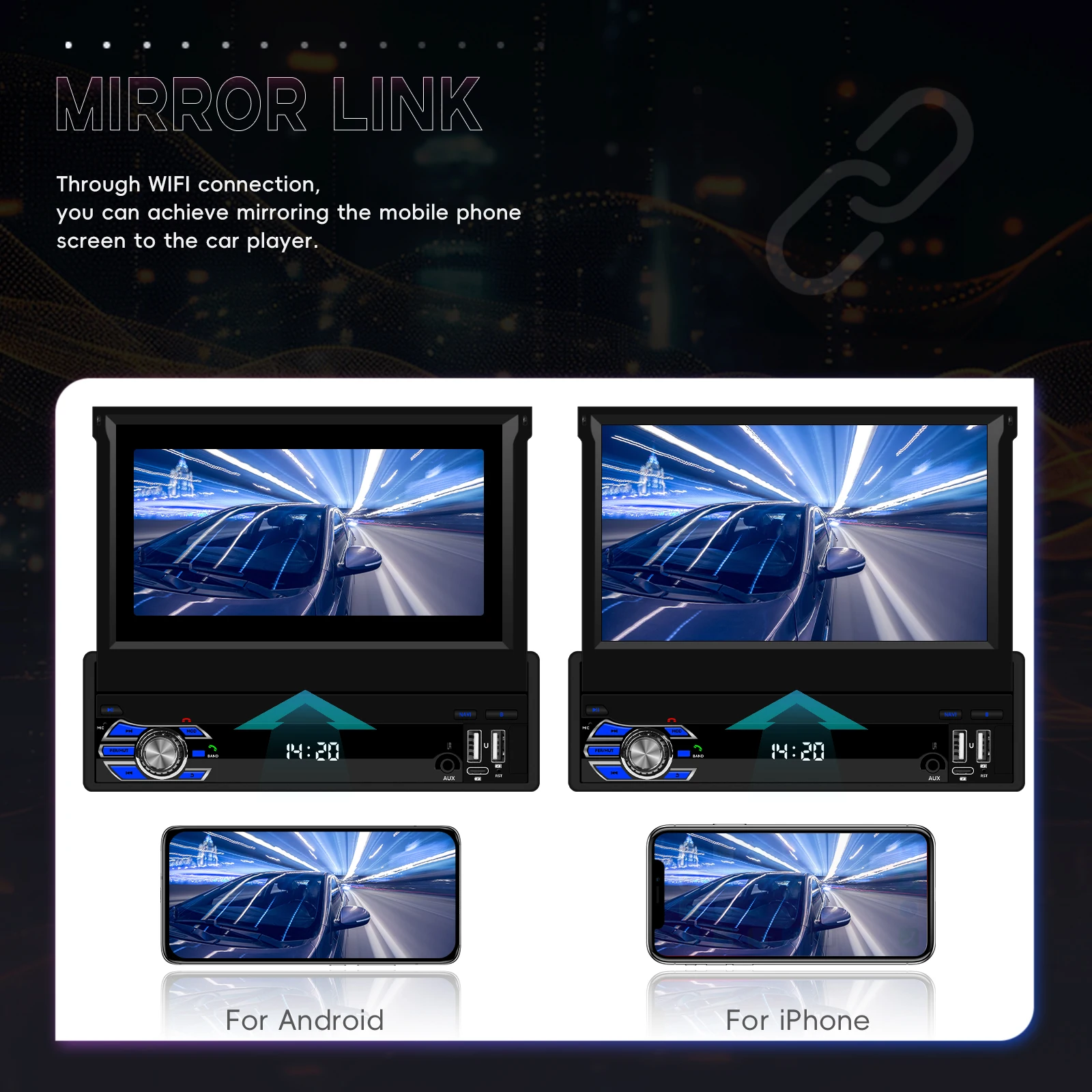 Camecho 4 + 64G 7 بوصة قابل للسحب IPS شاشة 1 Din راديو السيارة Carplay أندرويد السيارات نظام تحديد المواقع ستيريو 1Din مشغل فيديو الوسائط المتعددة واي فاي 4G