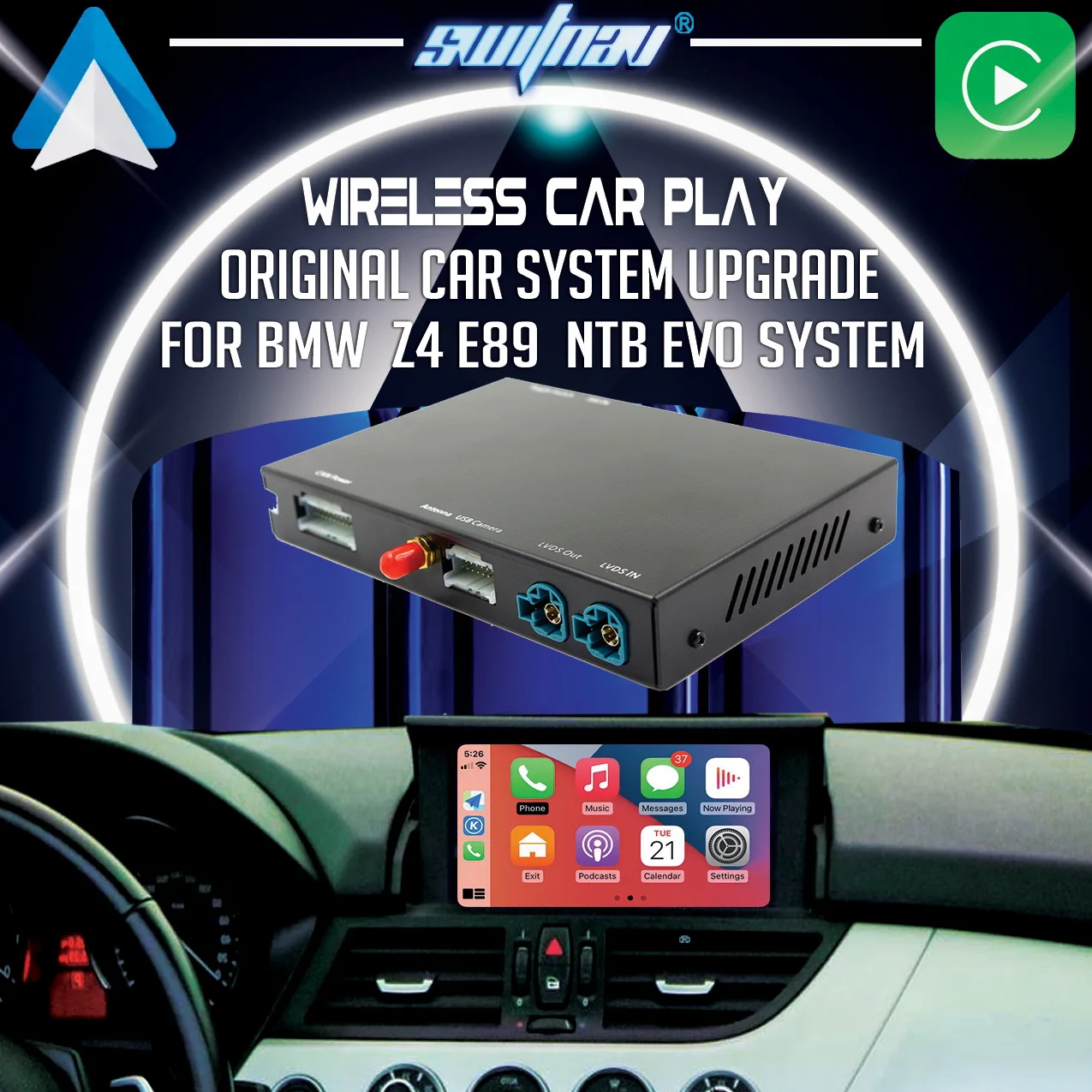 SWITNAV Wireless Carplay For BMW Z4 E89 Original CIC or EVO System Mirror Link AirPlay Carplay Android Auto Module