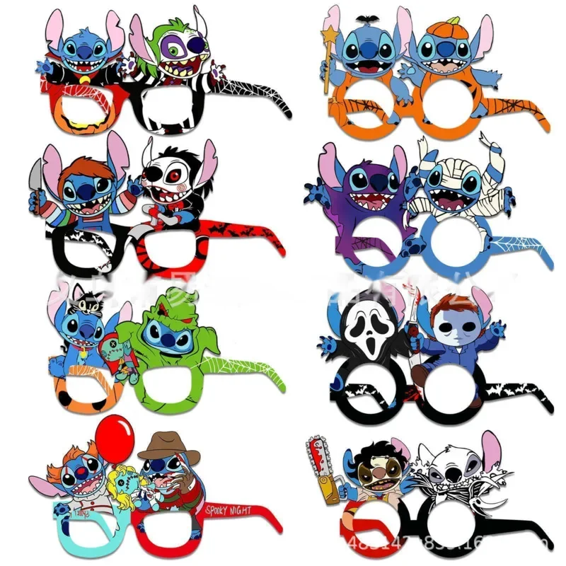 8Pcs/Set Stitch Themed Party Glasses Paper Frame Eyeglasses for Dress Up Cosplay Party Favors Party Gifts DIY Decoration