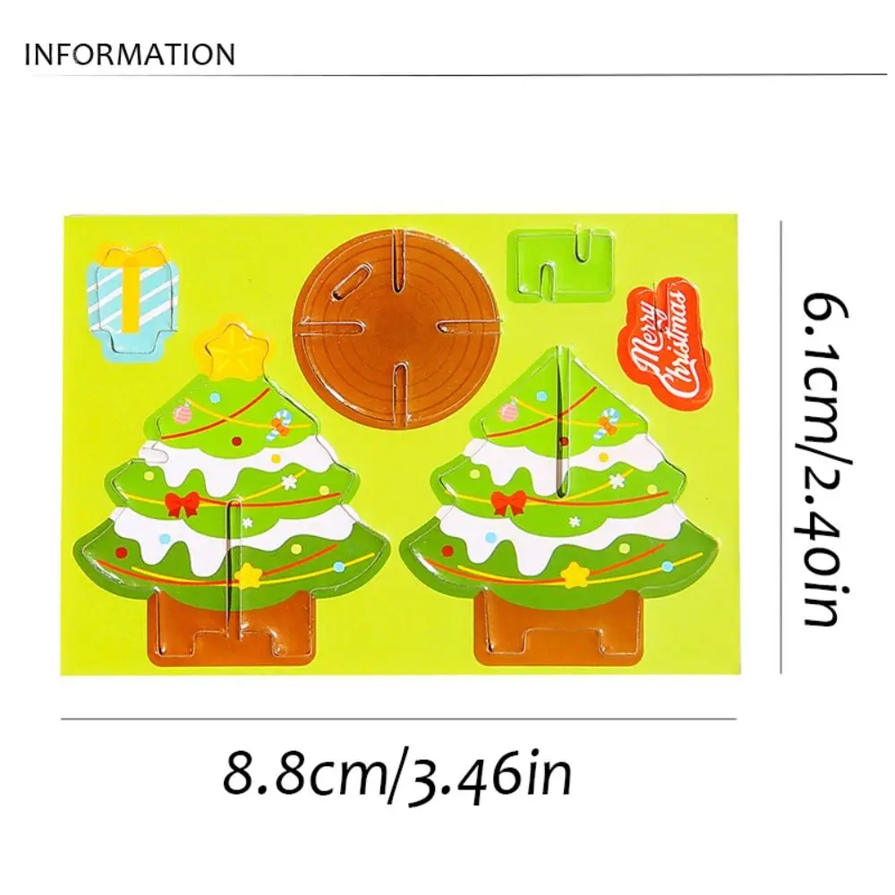 Santa Claus Christmas 3D Puzzle Christmas Tree Handmade DIY Mini Christmas Tree Safety Montessori Kids Xmas Arts Puzzle Adult