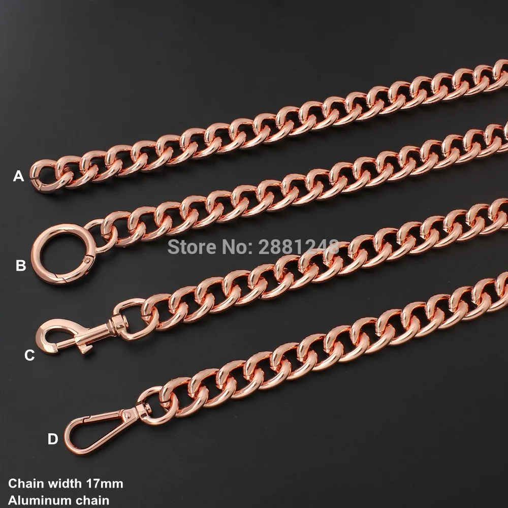 17mm rose gold light aluminium Chain All-match purse chain strap for handbags purse adjusted strap hardware bag handle