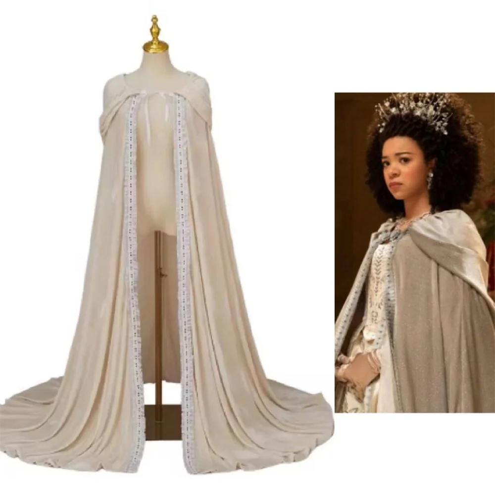 

Queen Charlotte Cosplay Hooded Long Cloak Medieval Victorian Halloween Carnival Wedding Party Cape
