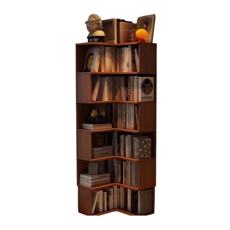 رف كتب زاوية من الخشب الصلب، رف كتب زاوية لغرفة المعيشة، رف أرضية، خزانة تخزين زاوية لغرفة النوم