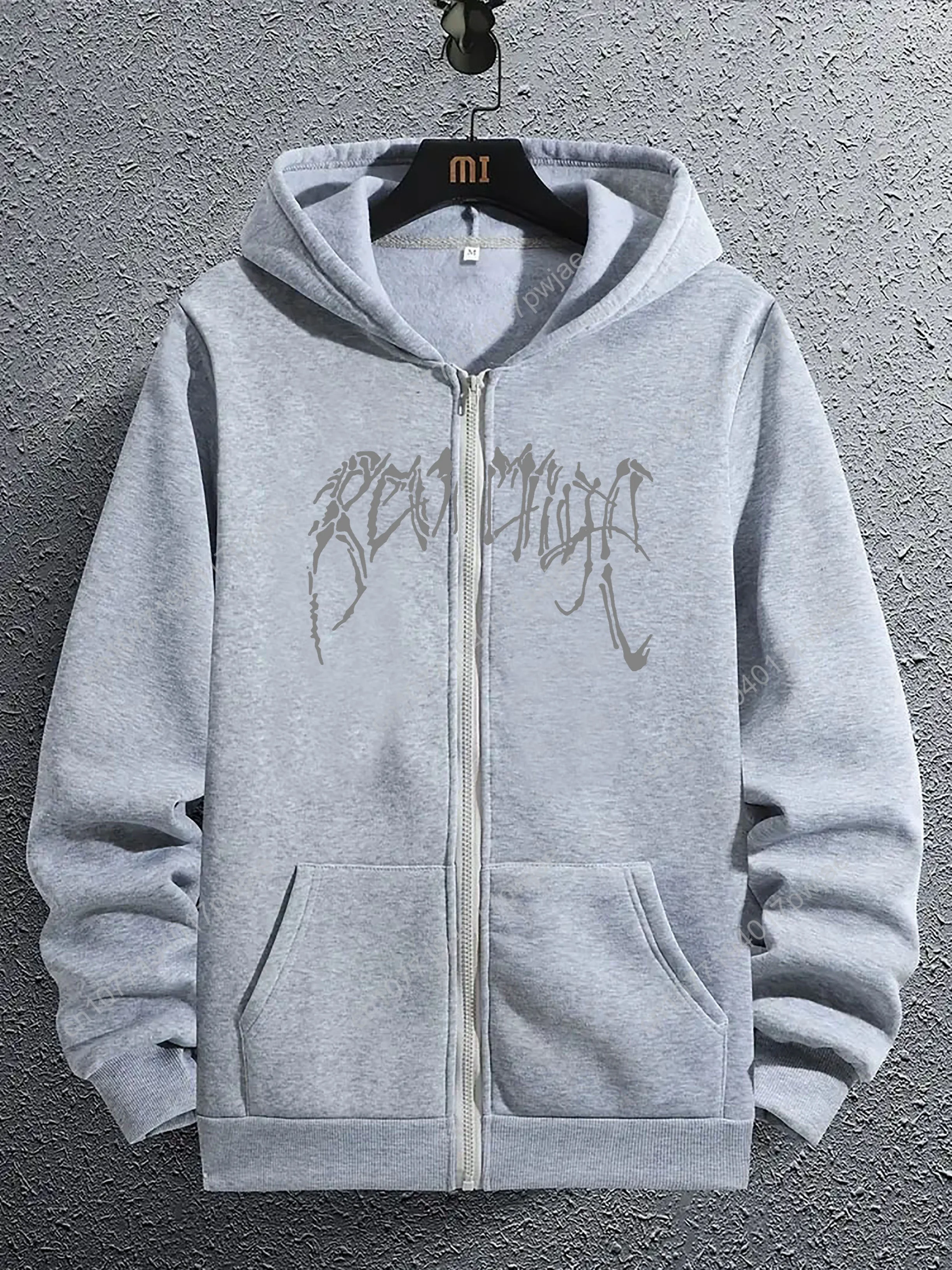 الفنية رسالة الجمجمة طباعة الرجال سستة البلوز جولة الرقبة هوديس مع جيب الكنغر طويلة الأكمام مقنعين البلوز فضفاض Ca