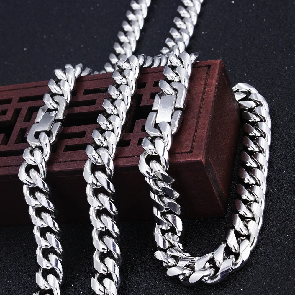 HNSP 316L Edelstahl Kubanische Gliederkette Halskette für Herren Minimalistischer Stil Wasserdichter Schmuck Accessoires Schwere Ketten für Männer – Detail 3