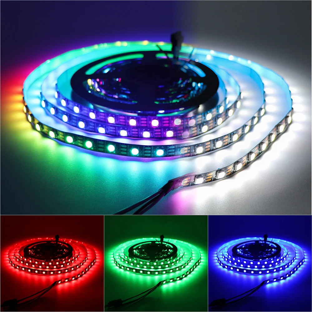 Sk6812 DC 12V RGBW RGBWW 5050SMD niezależnie adresowalne 30/60/144 LED/m IP30/65/67 czarny/biały PCB przewód 1-5 metrów