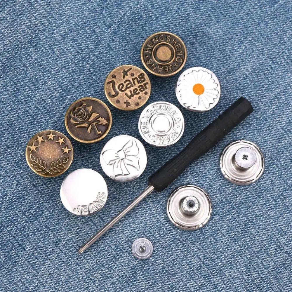 4Pack 10Pcs/pack With Screwdriver Jeans Buttons Clothing Pants Sewing Accessories Waist Extenders Button 17mm Nail Free