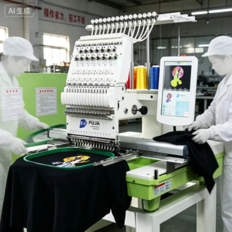 Single Head High-Speed Computerized Embroidery Machine Running at 1200 RPM for Precision Embroidery on Garments