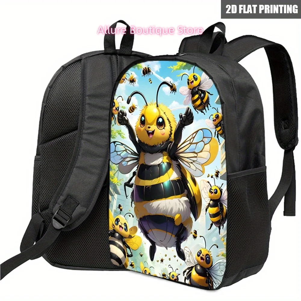 Everyday Backpack with Adjustable Straps, Vibrant And Unique Design, Perfect for Commuting, Hiking, Cartoon bee pattern