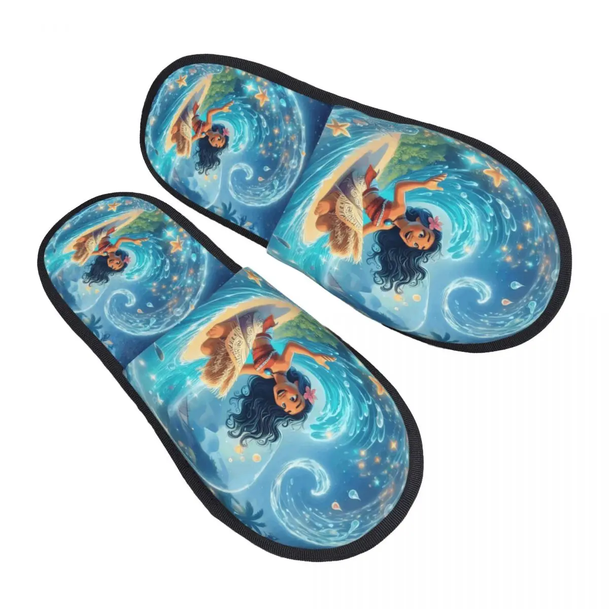 

Custom Moana House Slippers Women Cozy Memory Foam Musical Adventure Film Slip On Hotel Slipper Shoes