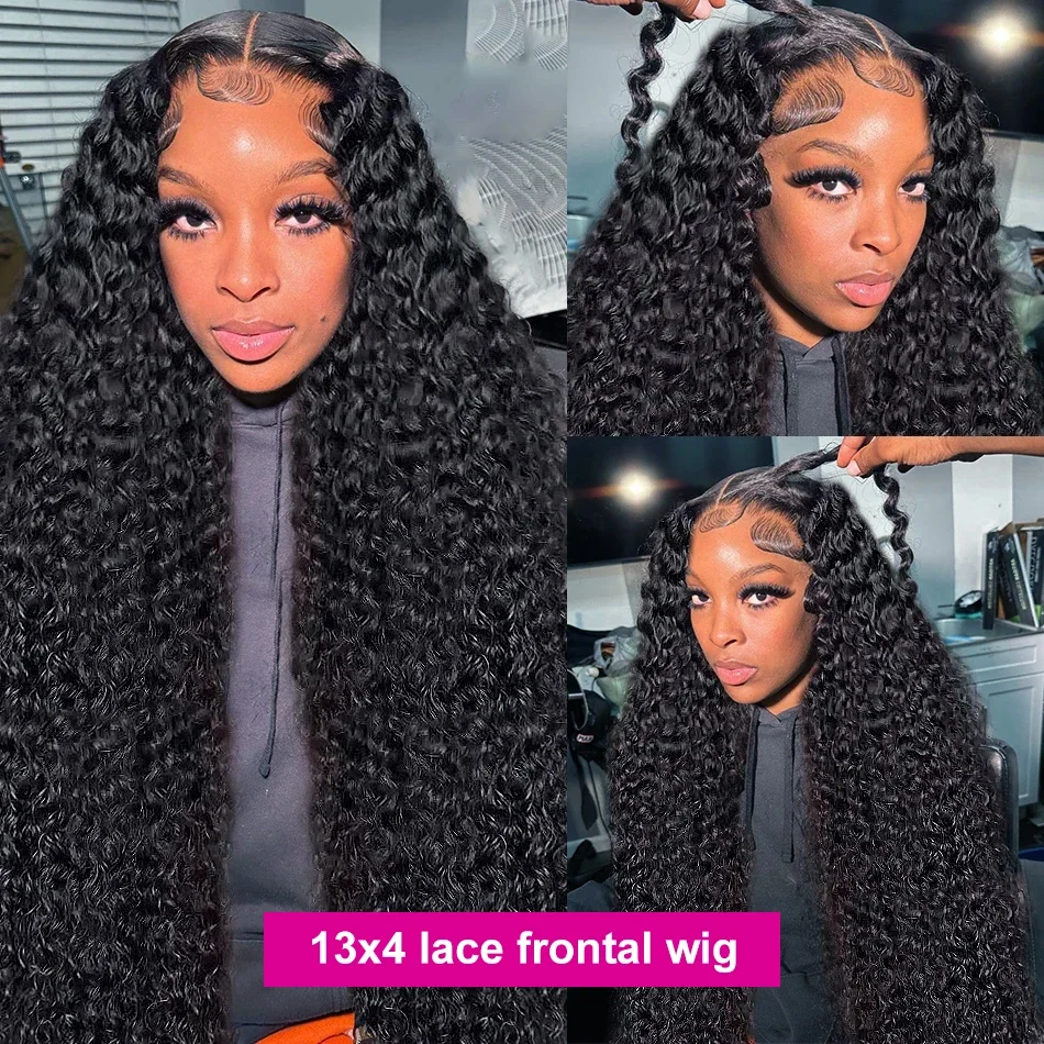 Brazilian Loose Deep Wave 13x6 HD Transparent Lace Frontal  Wig 30 Inch Curly 5x5 Glueless Closure Wig Human Hair For Women 220%