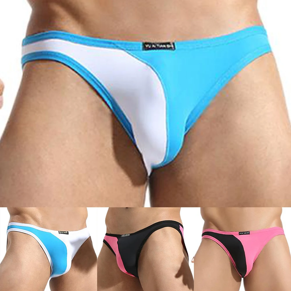 

Men Color Matching Thin T-Back Soft Breathable Femboy Lingerie Pouch Underwear Underpants Men's Triangular Panties Brief Classic