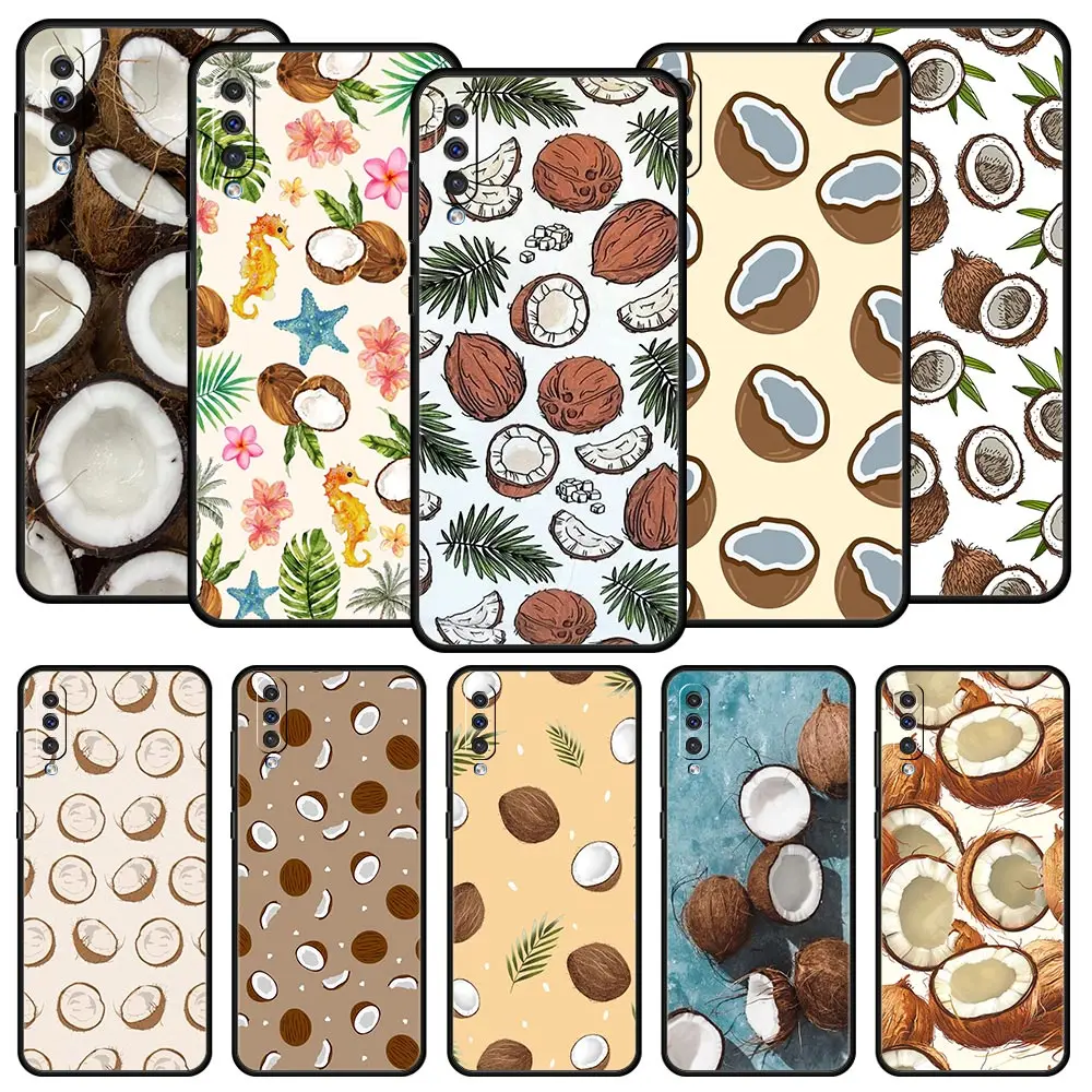 Summer Coconut Phone Case For Samsung A26 A36 A56 A54 A52 A50 A70 A40 A20S A12 A14 A16 A22 A24 A42 A34 A32 5G A04s A06 5G Cover