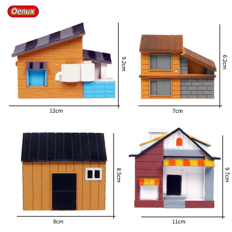 Oenux Home Decoration Accessory Tree Farm House Model Layout Garden Landscape Scenery Miniature Farm Animals Action Figures Toys