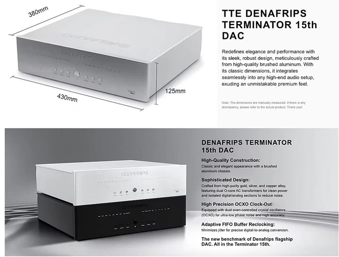 2025 Hi-end DENAFRIPS TERMINATOR 15TH R2R+DSD Framework DAC Discrete Resistor R2R Full-balanced Decoder DSD1024 HDMI I2S,RCA XLR