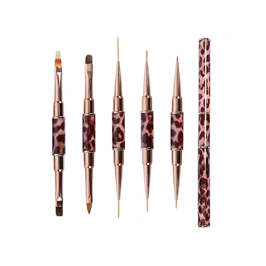 

Factory Wholesale 100pcs Leopard Nail Art Brushes Double Head Nail Art Brush Striping Nail Design Pen Elongated Detail