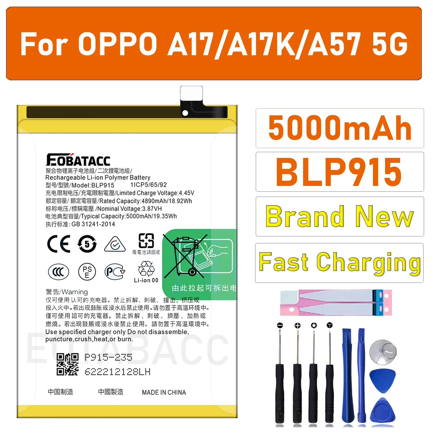 

2025 YEARS New Battery 5000mAh BLP915 Battery For OPPO A57 5G Repair Part High capacity Capacity Mobile Phone Batteries