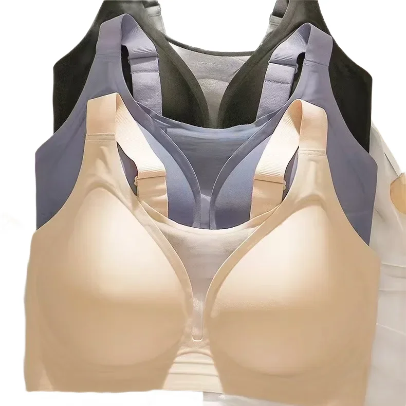 New plus Size Sensation Seamless Mesh Anti-Light Wireless Bra Women Side Breast Reduction Large Chest Appears KUCLUT