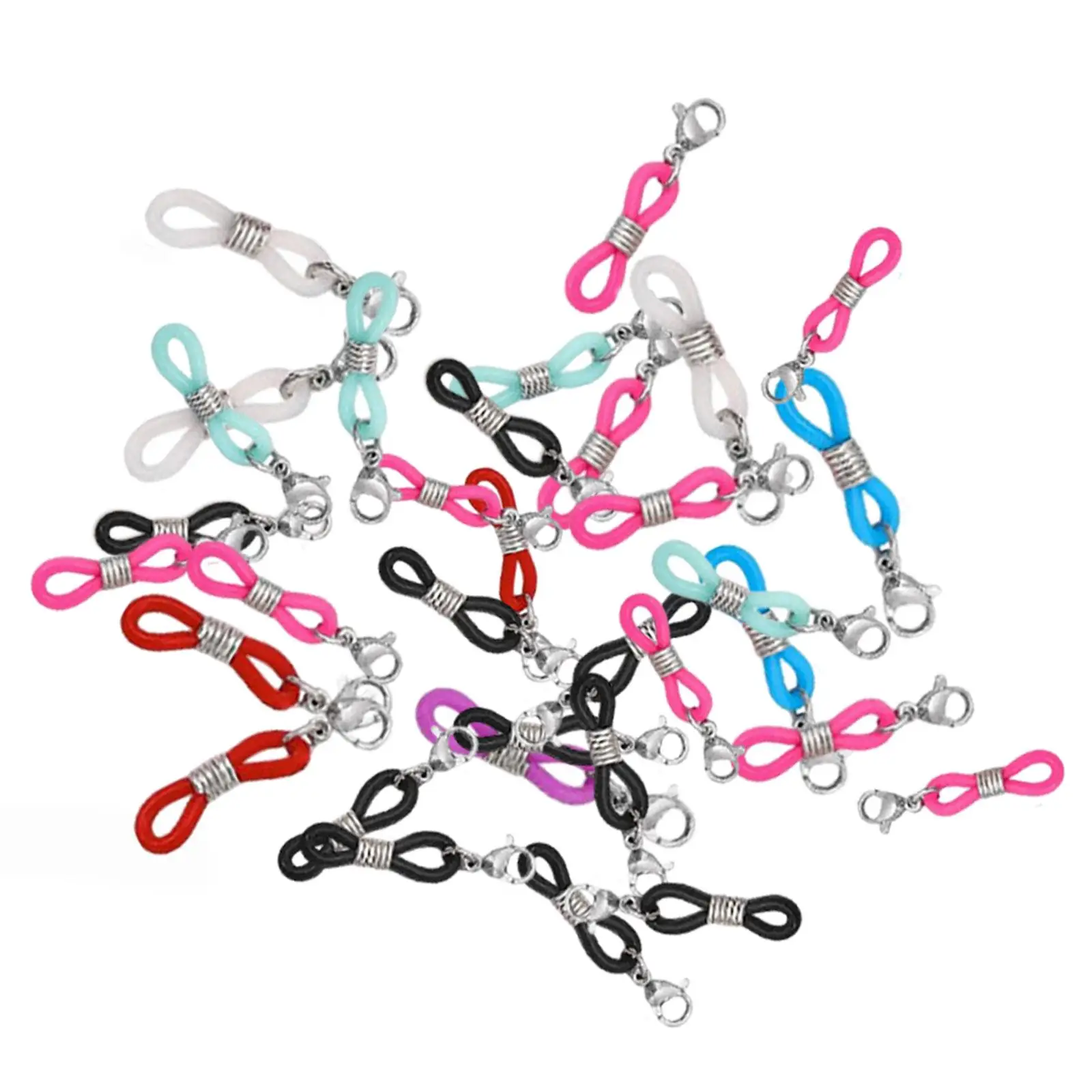 36Pcs Eyeglass Chain Ends for Glasses Strap, Glasses Holder, Eyeglasses Strap Silicone Strap Holder Chain Loops Ends Retainer