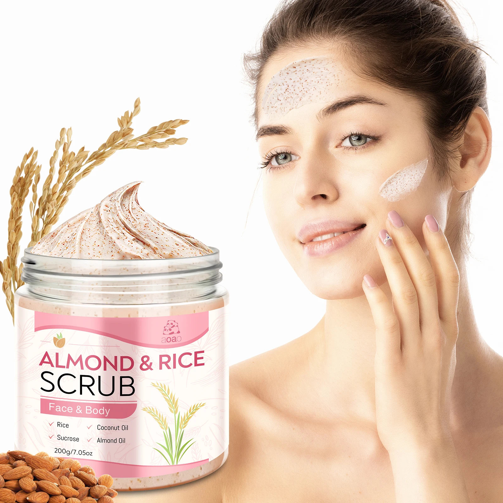 

Body Scrub Contains Rice, Sucrose, Almond And Coconut Exfoliating Scrub Suitable for Body, Face, Hands And Feet