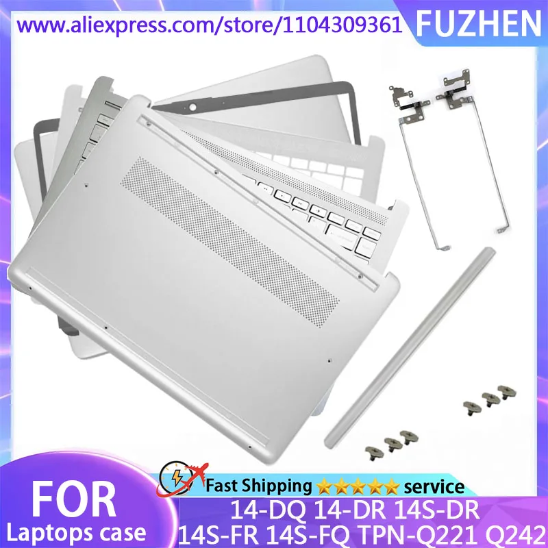 

New LCD Back Cover Front Bezel Palmrest Bottom Case Hinges Top Lower Cover For 14-DQ 14-DR 14S-DR 14S-FR 14S-FQ TPN-Q221 Q242