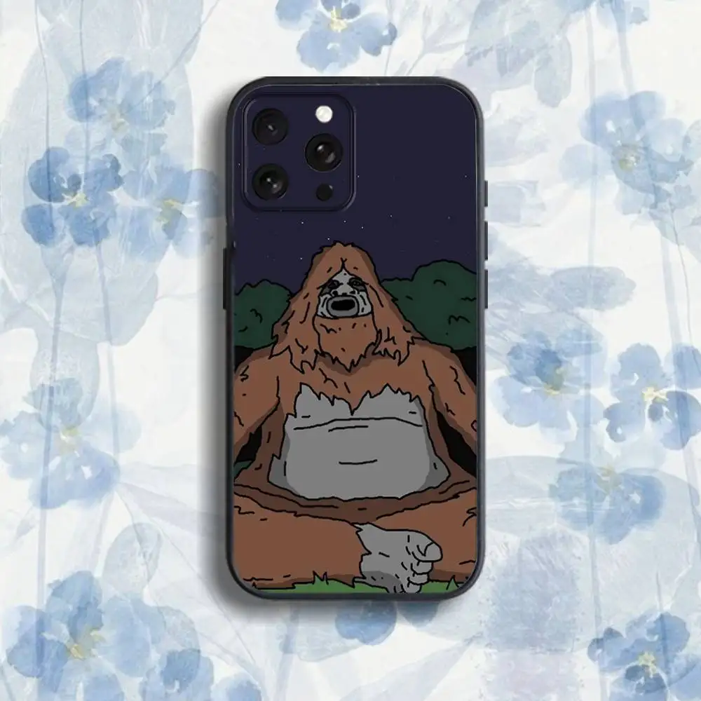 Sassy The S-Sasquatch telefoonhoesje voor iPhone 17,16,15,14,13,12,Pro,Max,Plus,E,SE4,Air,Mini zwarte softbox
