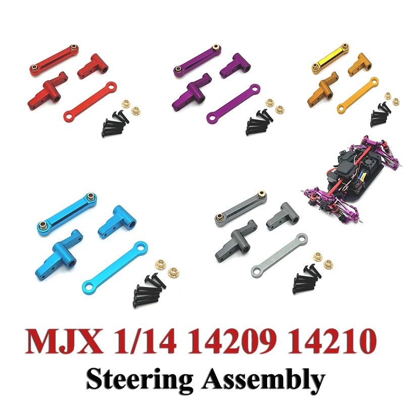 MJX 1/14 14209 14210 Parti di automobili RC Aggiornamento in metallo Gruppo sterzo Tazza posteriore Auto Shell Struts Sterzo anteriore Tirante Staffa asta
