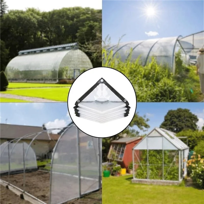 AB33-2Pcs 6.6X6.6 FT Clear Waterproof Tarps, Tarp With,Clear Tarps For Patio,For Covering Henhouse Porch Canopy Plant Camping