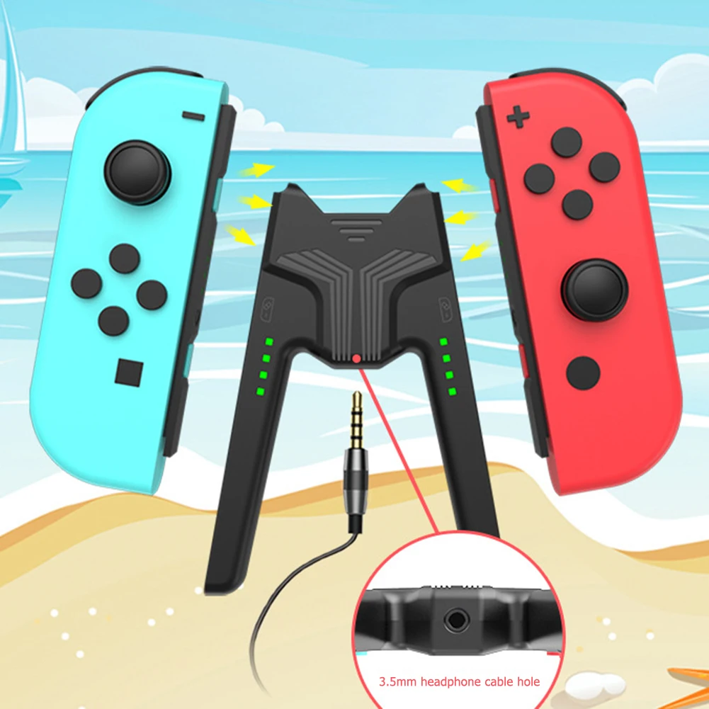 Portable Switch Gamepads Charging Dock Hub Play while Charging V-Shaped Gamepads Rechargeable Grip Control for Nintendo Switch