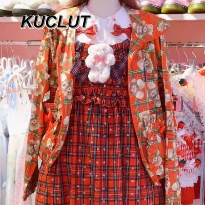 

Japanese Style High-end Spring and Autumn Women's Casual Coats Sweet Cute Fashion Print Ruffled Loose Cardigan Jacket Femme