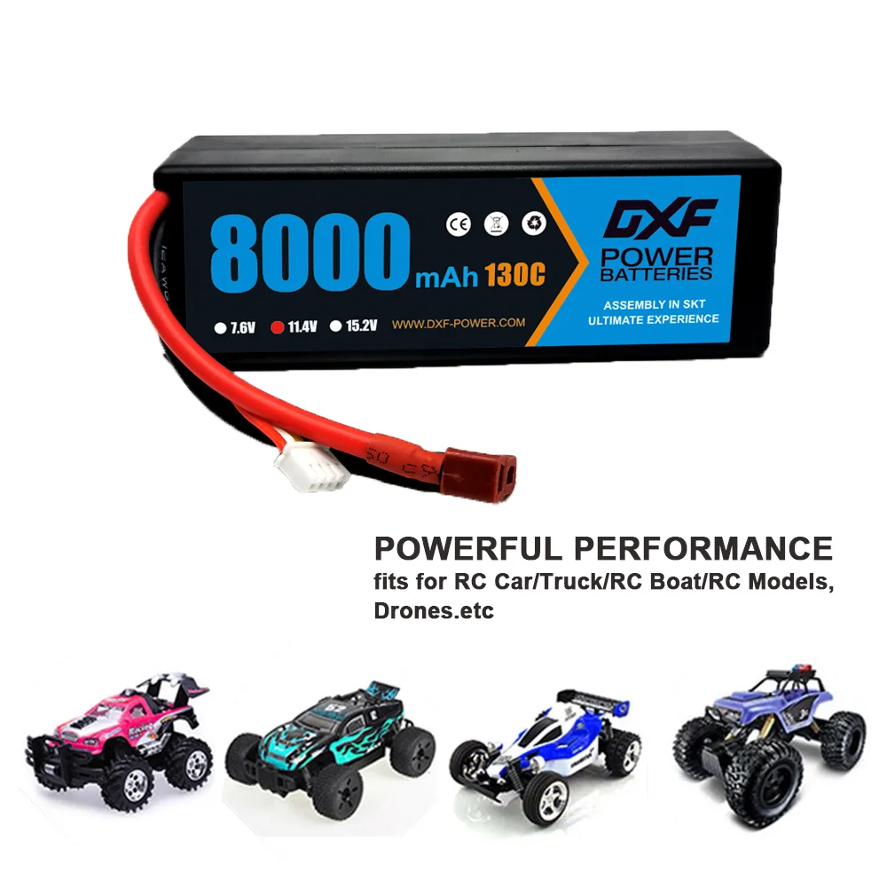 DXF 3S Lipo Battery 11.4V 8000mAH HV 130C EC5 Plug Hardcase For 1/8 Buggy Truggy Offroad Car Boat Truck Airplane UAV RACING