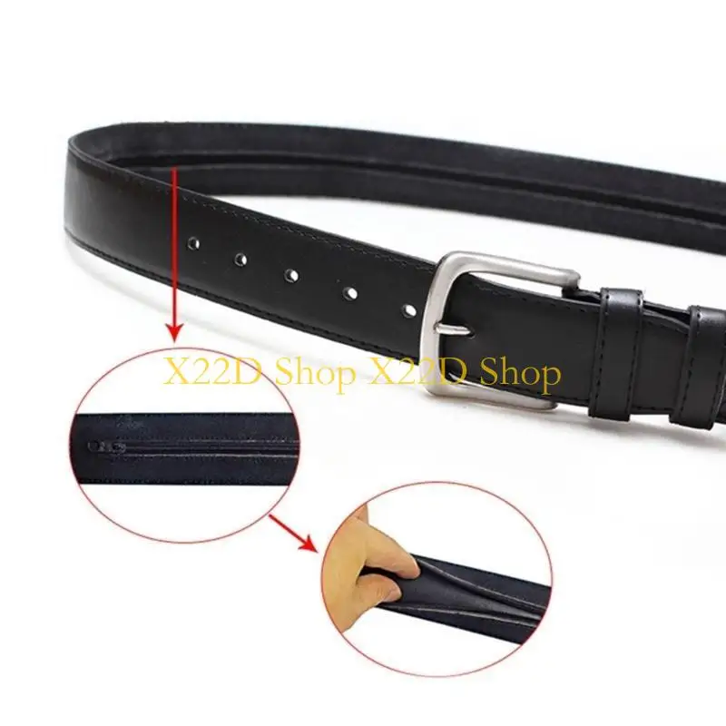 X22D Portable PU Leather Belt Money Protect Belt with Secret Versatile PU Leather Belt for Daily Use