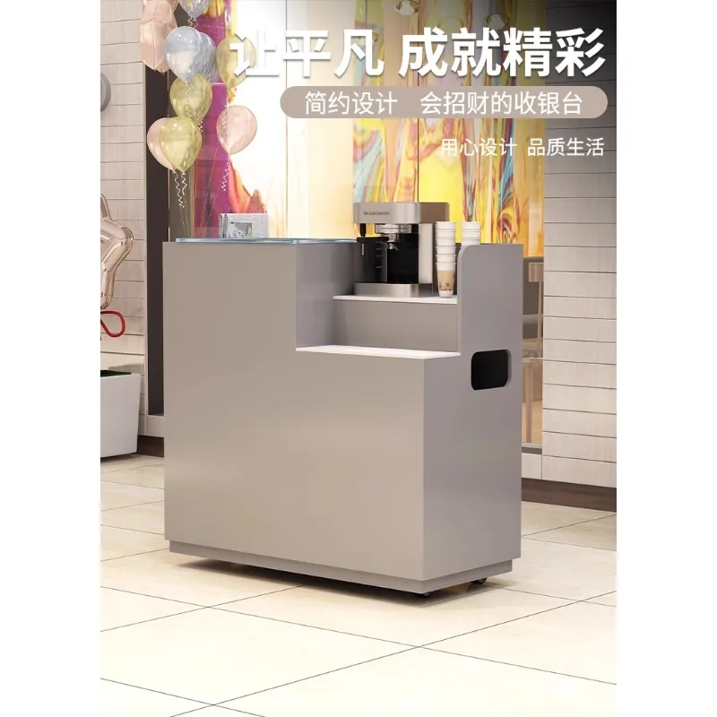 

Shopping mall welcome desk dining reception desk checkout page simple modern restaurant small paint reception desk solid wood